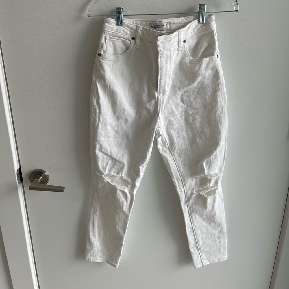 Abercrombie Super Skinny High Rise White Jeans
